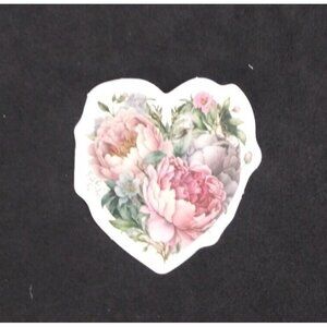 10/$10 Peonies Heart Valentine's Day Sticker 1.58" x 1.5" (AW)